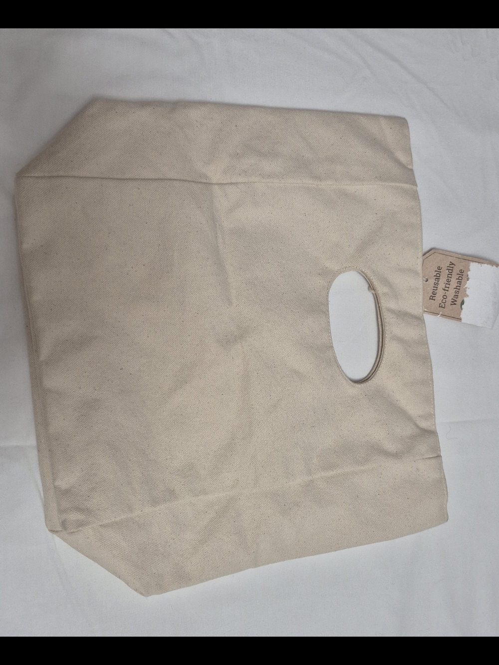 Canvas Lunch Tote Bag in Natural with Burger Print - Picture 2 of 6